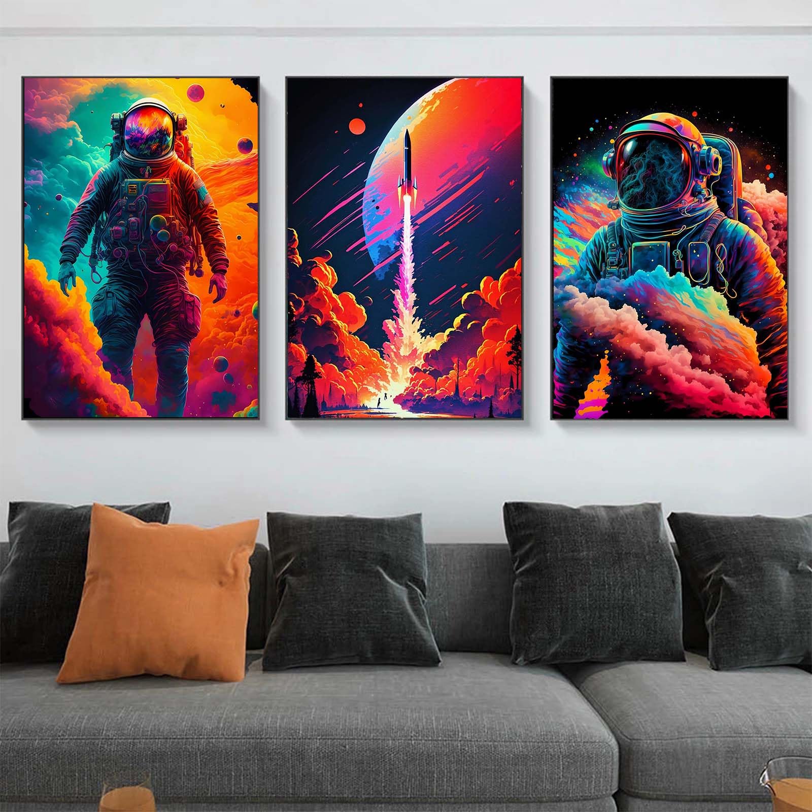 DUSTCELL キャンバスアート POP ART 「ROUND TRIP」 Amazon.com: Recrtain Colorful Astronaut Space Travel Pop Art